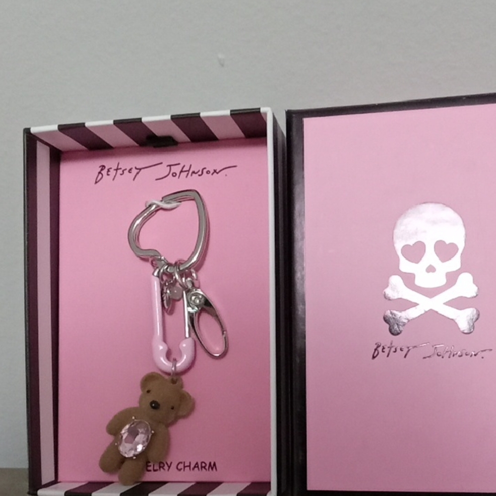 Betsey Johnson Brown Teddy Bear Handbag Charm